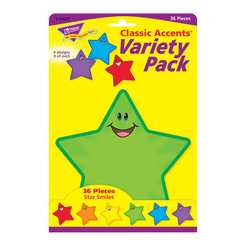 TREND ENTERPRISES Accents, Star Smiles Classic, 5-1/2-Inch Tall, 36/Pack, Multi (TEPT10907) - Image 2